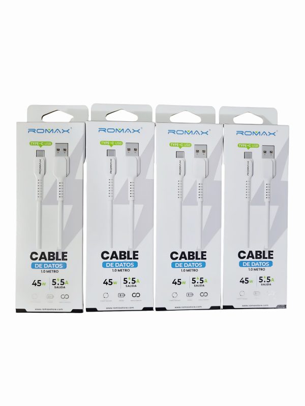 Cable de datos ROMAX  1m USB A USB-C 45W